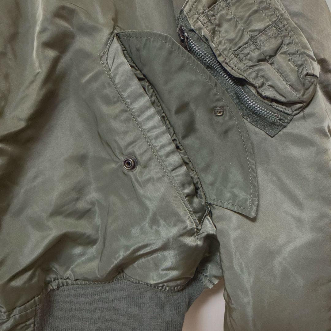 80sUSA製ALPHAアルファMA-1 フライトジャケット Lセージグリーン