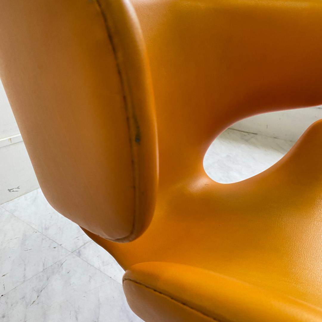 ヴィンテージ 剣持勇 天童木工 カブトチェア ロビーチェア オレンジ 合皮 希少