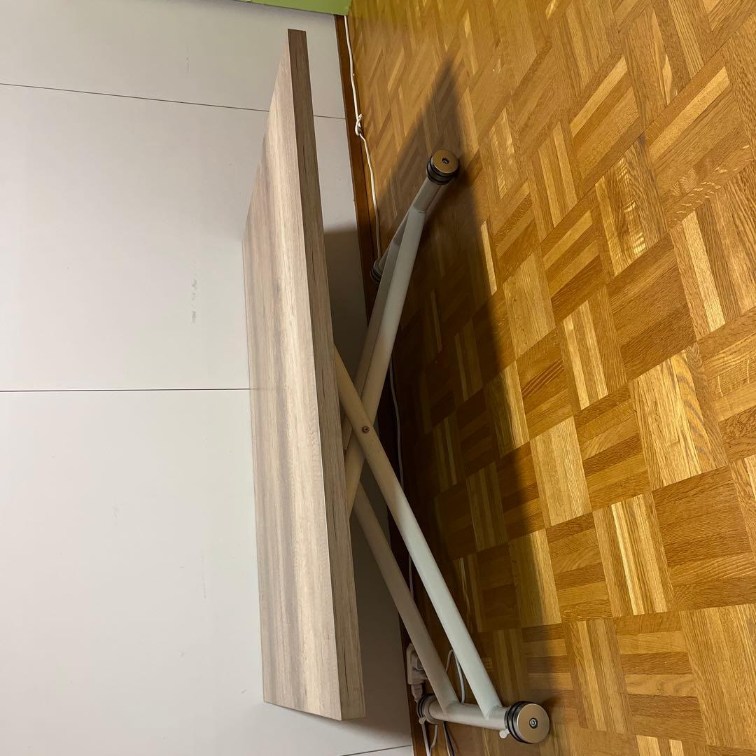 昇降式　キャスター付き 折りたたみ　ローテーブル 120×80cm ナチュラル