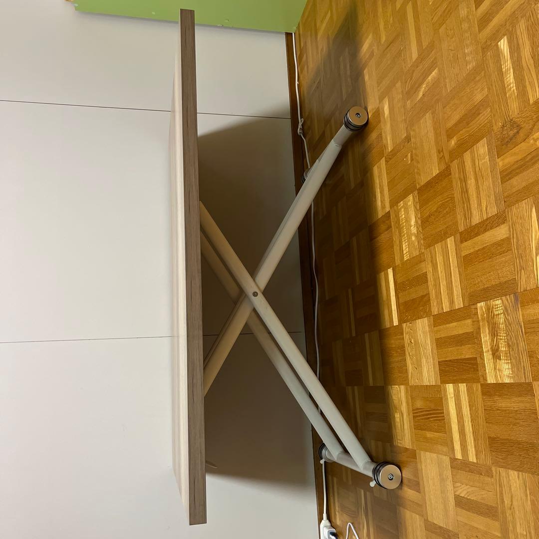 昇降式　キャスター付き 折りたたみ　ローテーブル 120×80cm ナチュラル