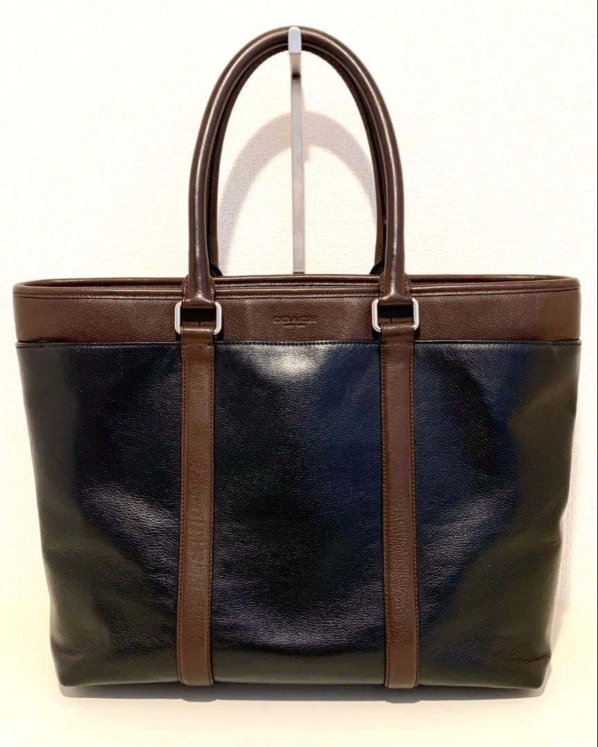 ★週末特価★ COACH メトロポリタン トート 黒×茶レザー A4