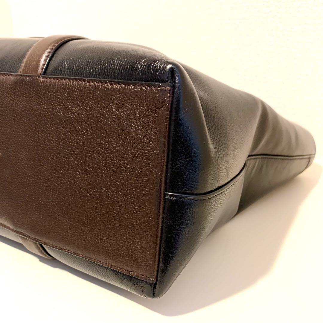 ★週末特価★ COACH メトロポリタン トート 黒×茶レザー A4