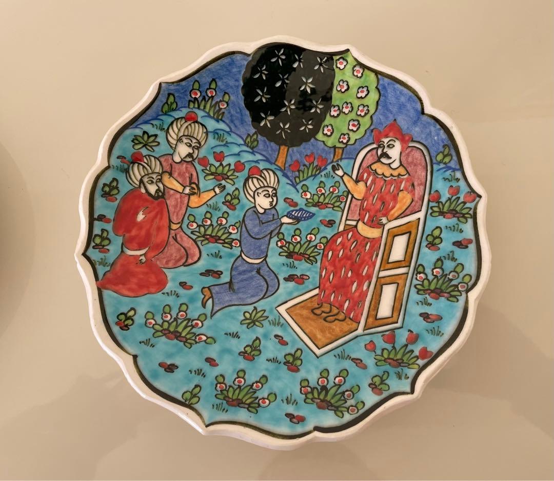 トルコ製/手描き・陶器・絵皿・プレート18cm２枚