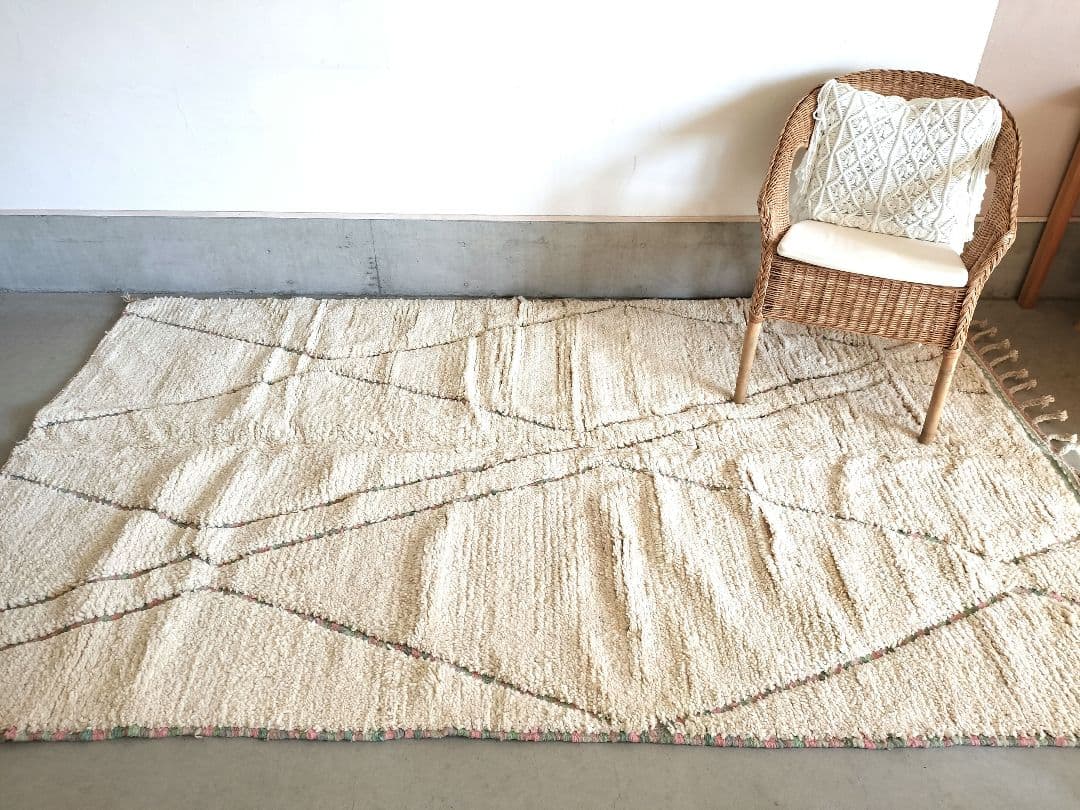 大判/新品/モダンな不規則ラインのベニワレン　モロッコ No.747