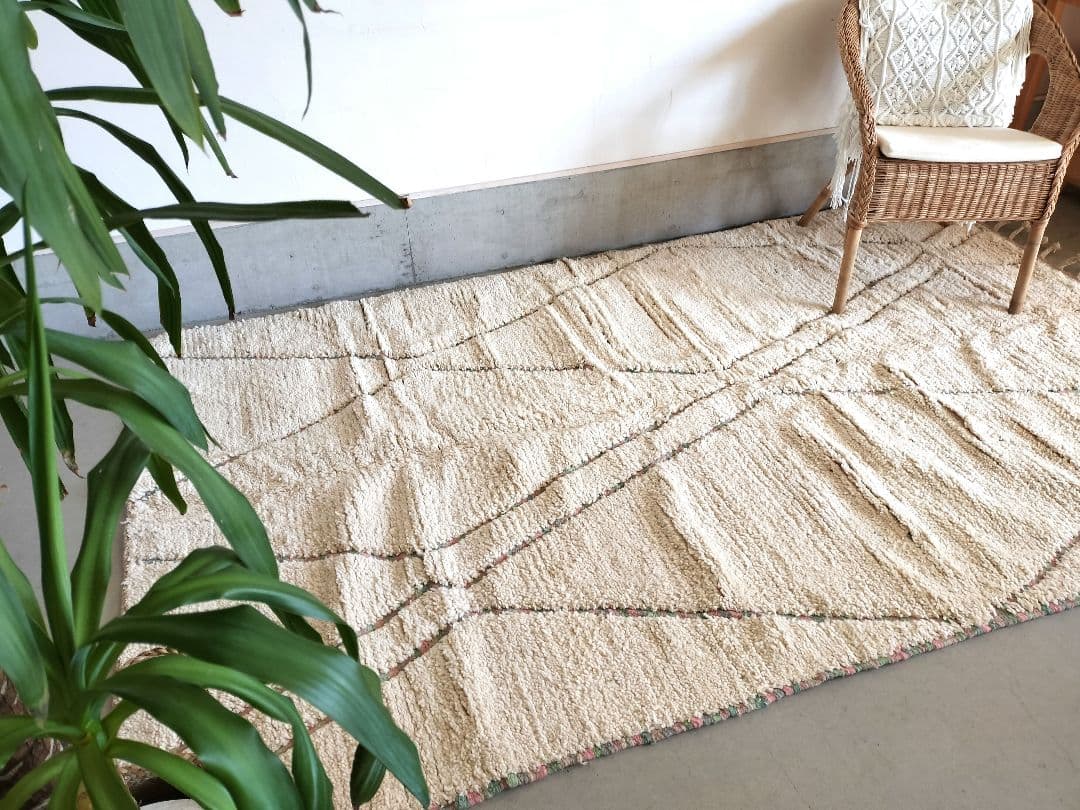 大判/新品/モダンな不規則ラインのベニワレン　モロッコ No.747