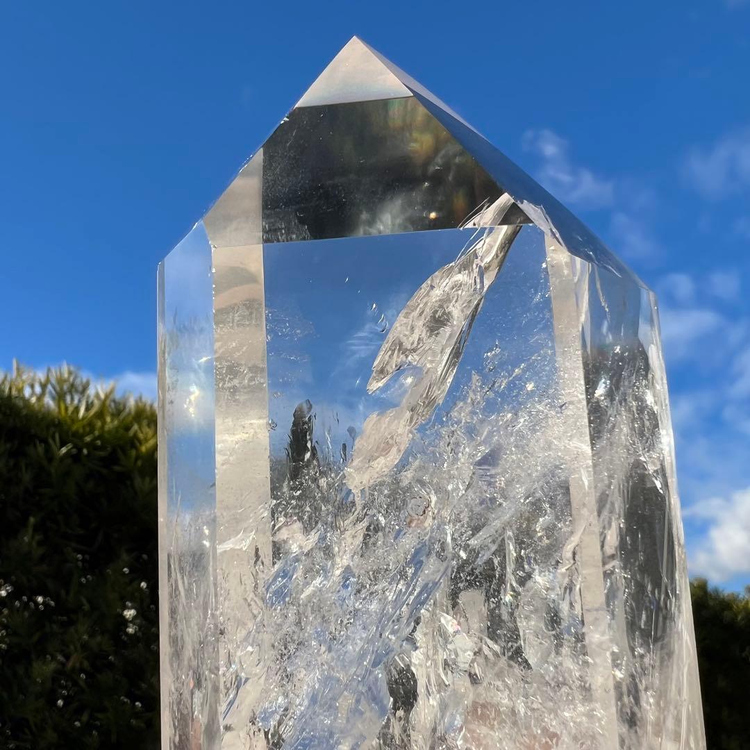 ✳️超極上 高透明度☆最高級 別格品✨レインボー 水晶 六角柱 原石 天然石