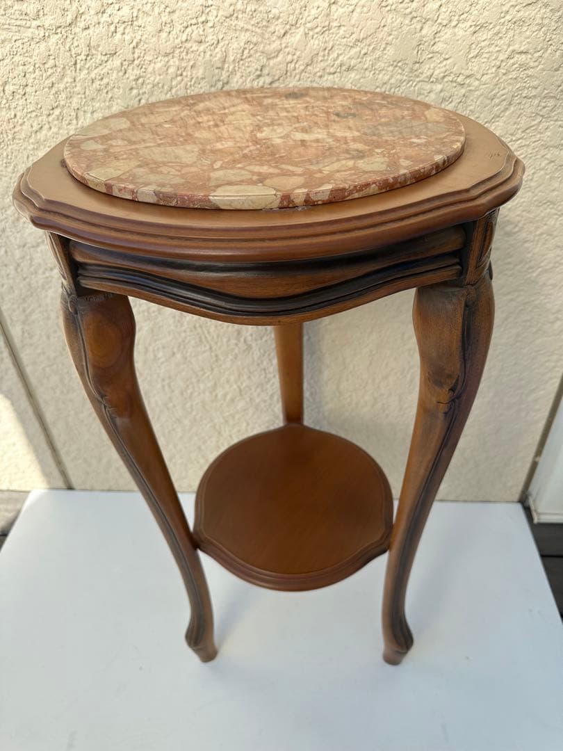 ゆうパック発送 大理石 サイドテーブル コンソールテーブル 花台 猫足　n1f