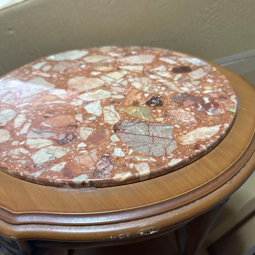 ゆうパック発送 大理石 サイドテーブル コンソールテーブル 花台 猫足　n1f