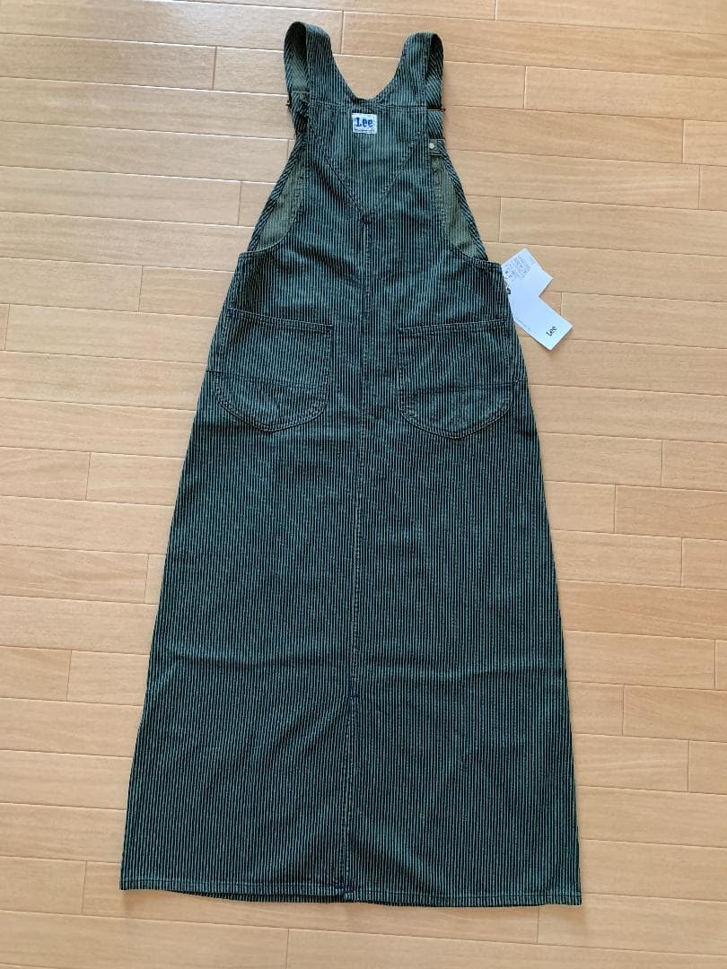 新品 Lee☆ロングデニムオーバーオールスカート☆ヒッコリーデニム☆リー 女子M