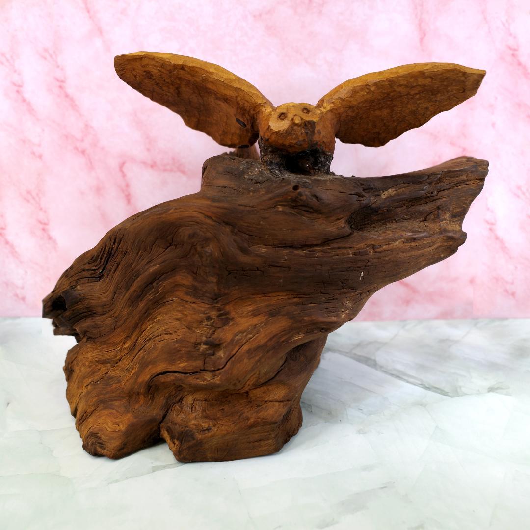 工房がんま フクロウの木彫り 流木