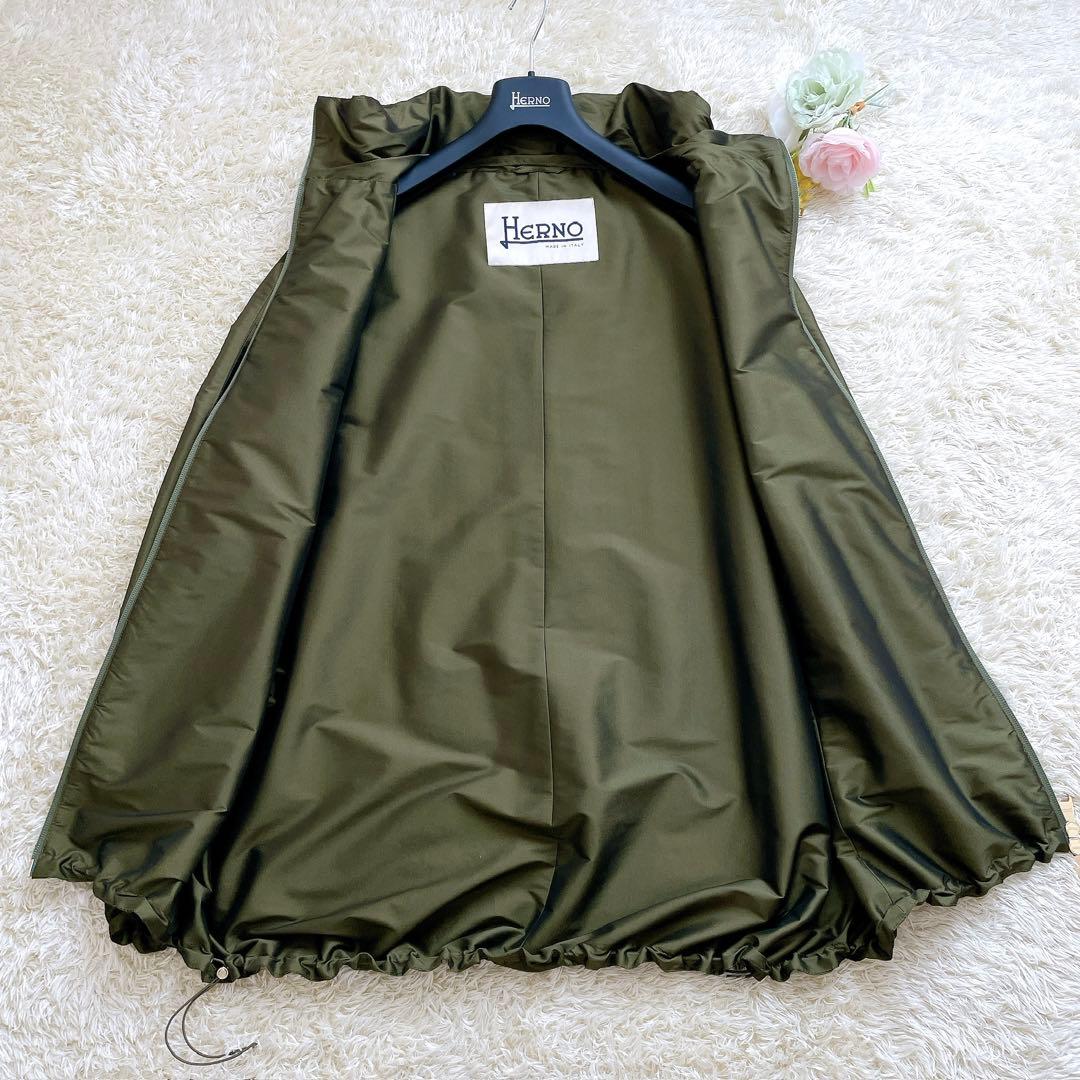 極美品✨HERNO モッズコート フード付 2way 44サイズ カーキ