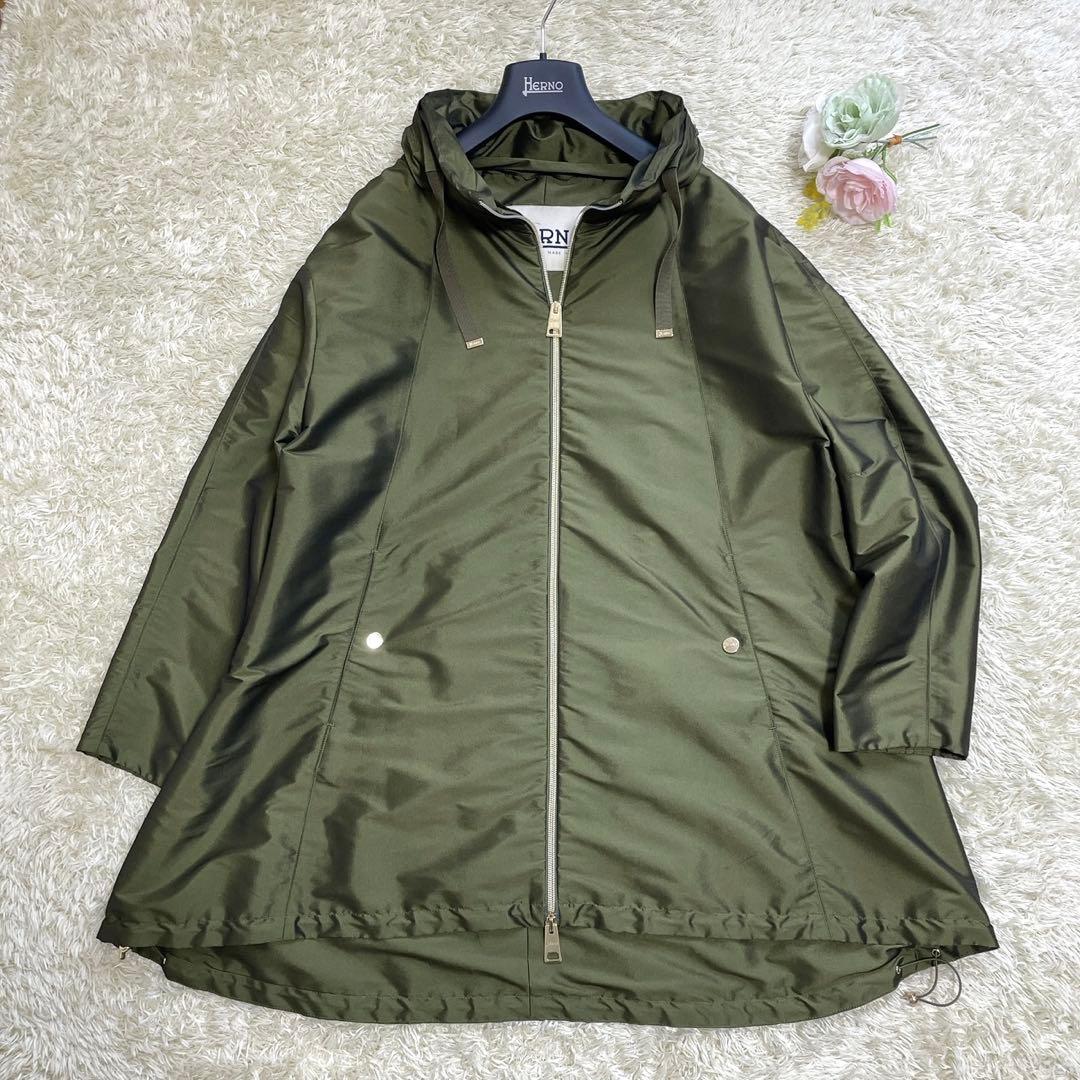 極美品✨HERNO モッズコート フード付 2way 44サイズ カーキ