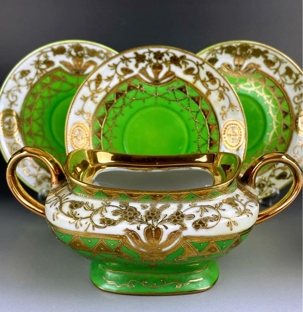 【希少】オールドニッポン シュガーボウル クリーマー ソーサー３枚セット 金盛り