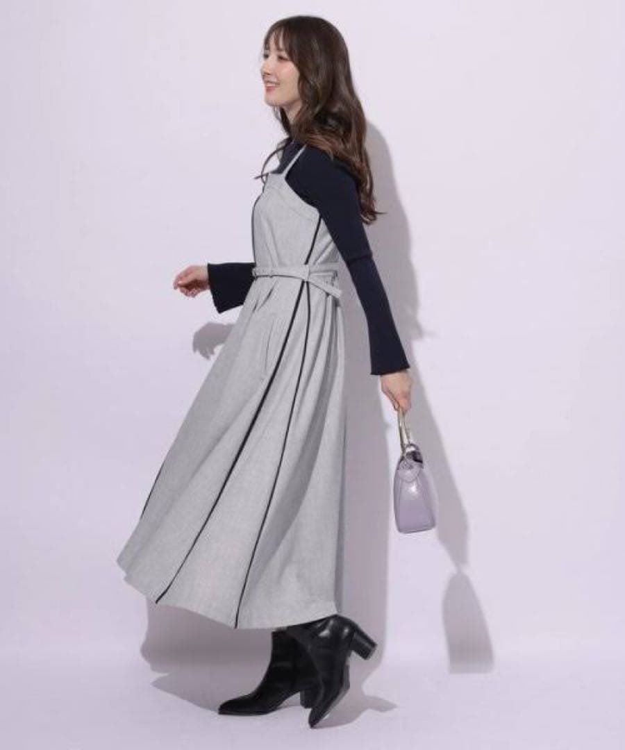 新品 Apuweiser-riche ベルト付パイピングジャンスカ ワンピース