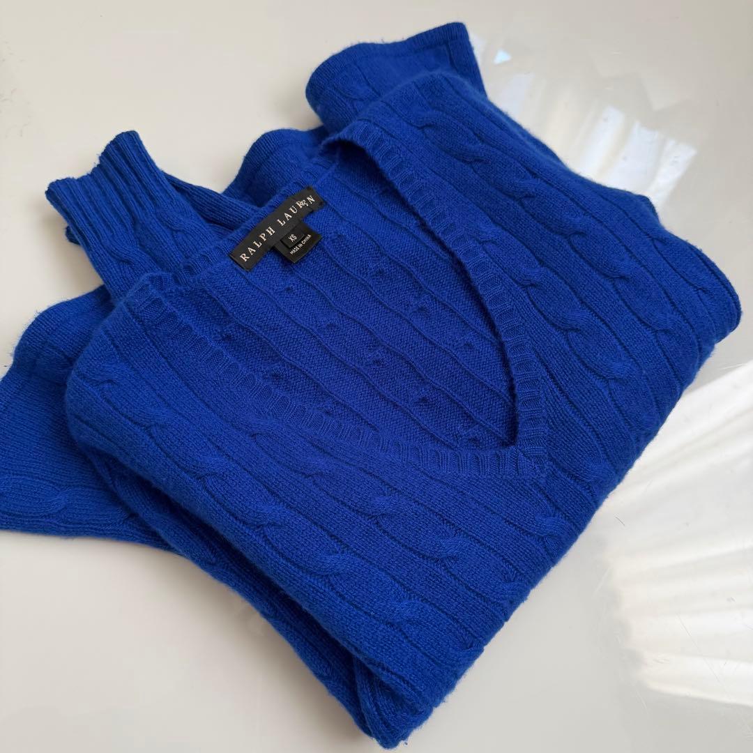 Ralph Lauren ♡ カシミヤ100% Vネック ケーブル編みニット