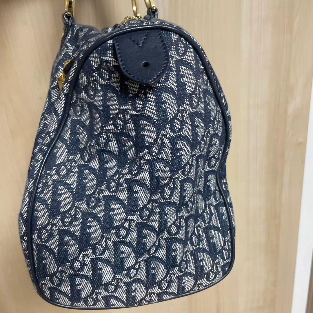 クリスチャンディオールボストンバック　トロッター柄D金具　ネイビー