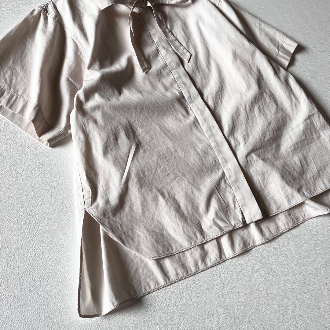 Drawer　ドゥロワー　シャツ　ブラウス　ボウタイリボン　比翼　ライトベージュ