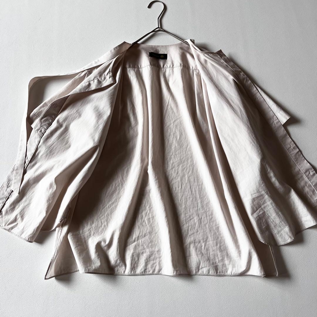 Drawer　ドゥロワー　シャツ　ブラウス　ボウタイリボン　比翼　ライトベージュ