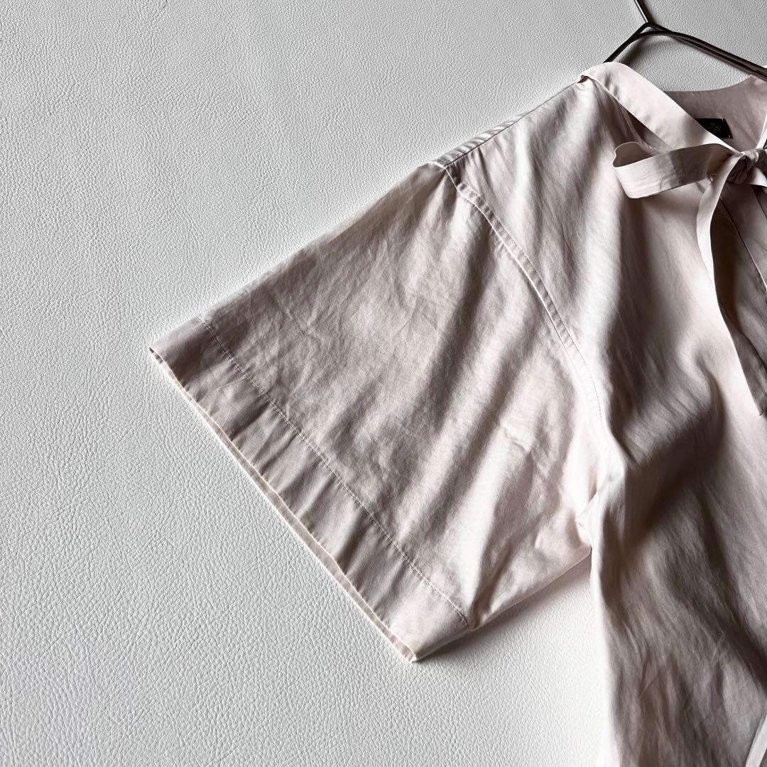 Drawer　ドゥロワー　シャツ　ブラウス　ボウタイリボン　比翼　ライトベージュ