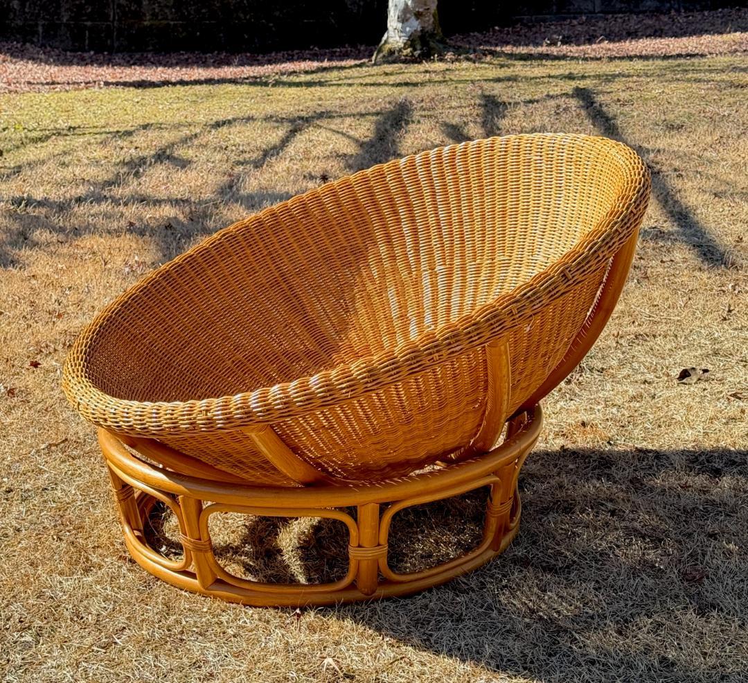 ビンテージ　ラタン　パパサンチェア　リゾート・ホテルテイスト　直径95㎝