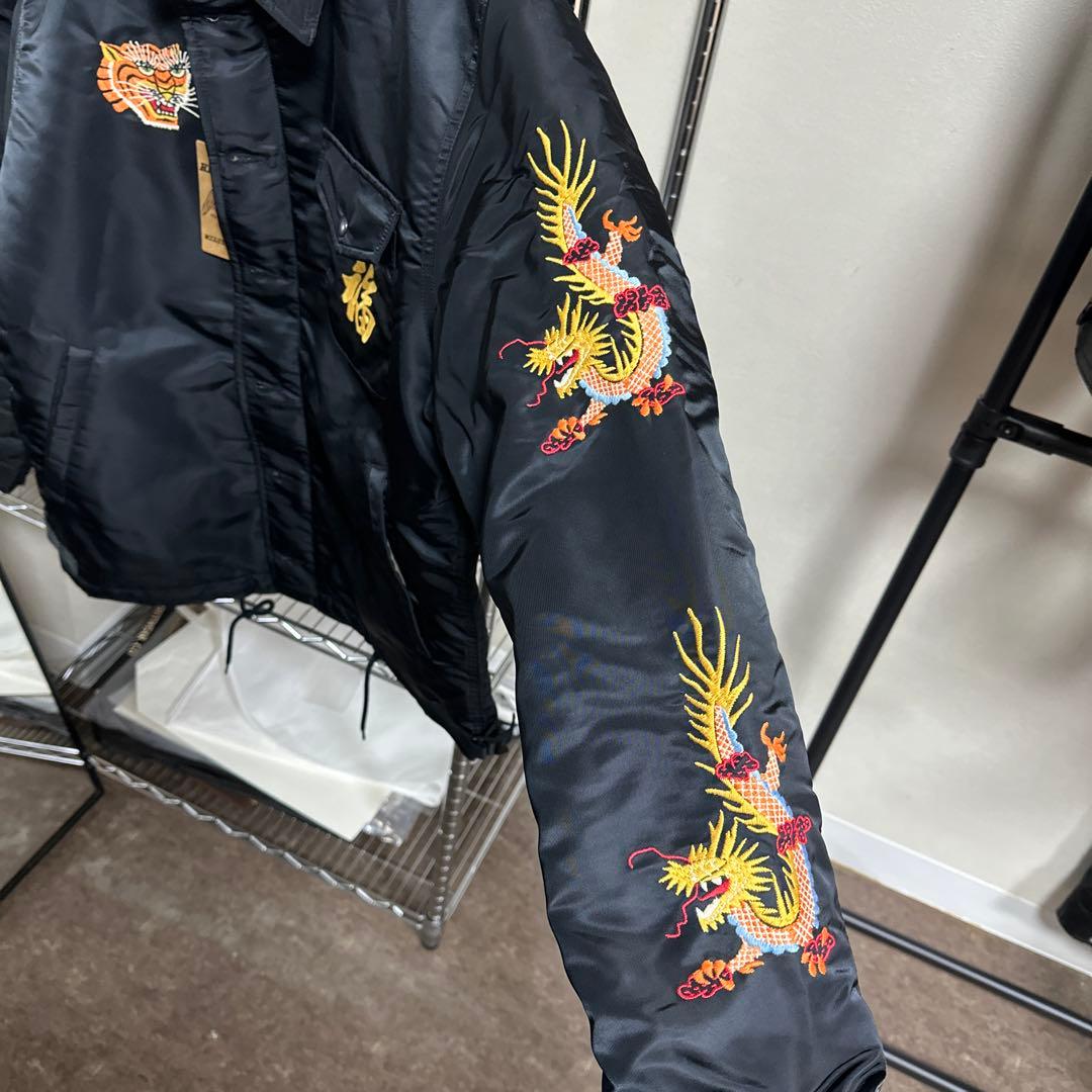 A-2デッキジャケット再構築 スカジャン 虎柄刺繍 高密度ナイロン
