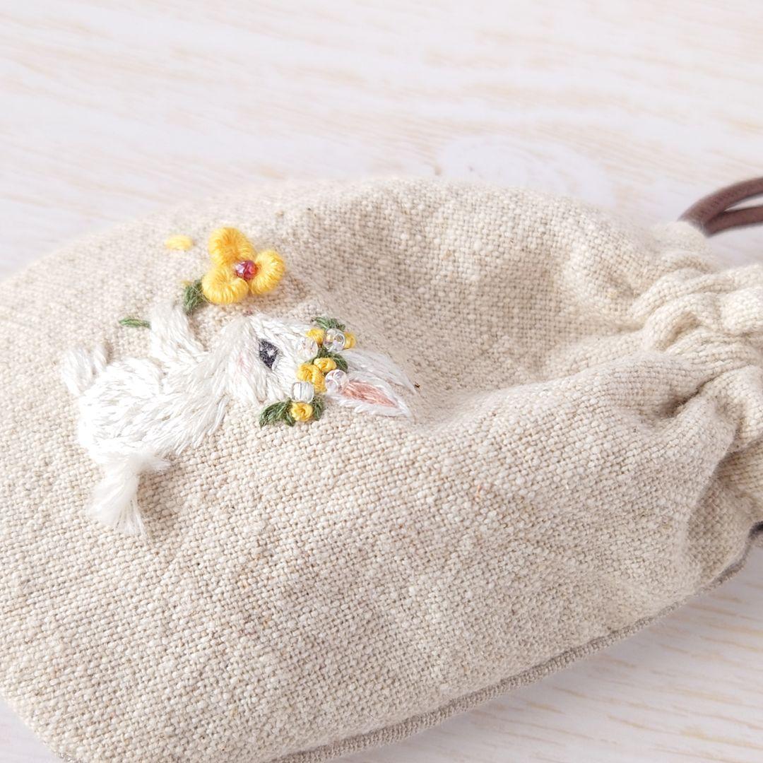 ちっちゃな巾着サシェ/詰替えタイプ【うさこと黄色い花】