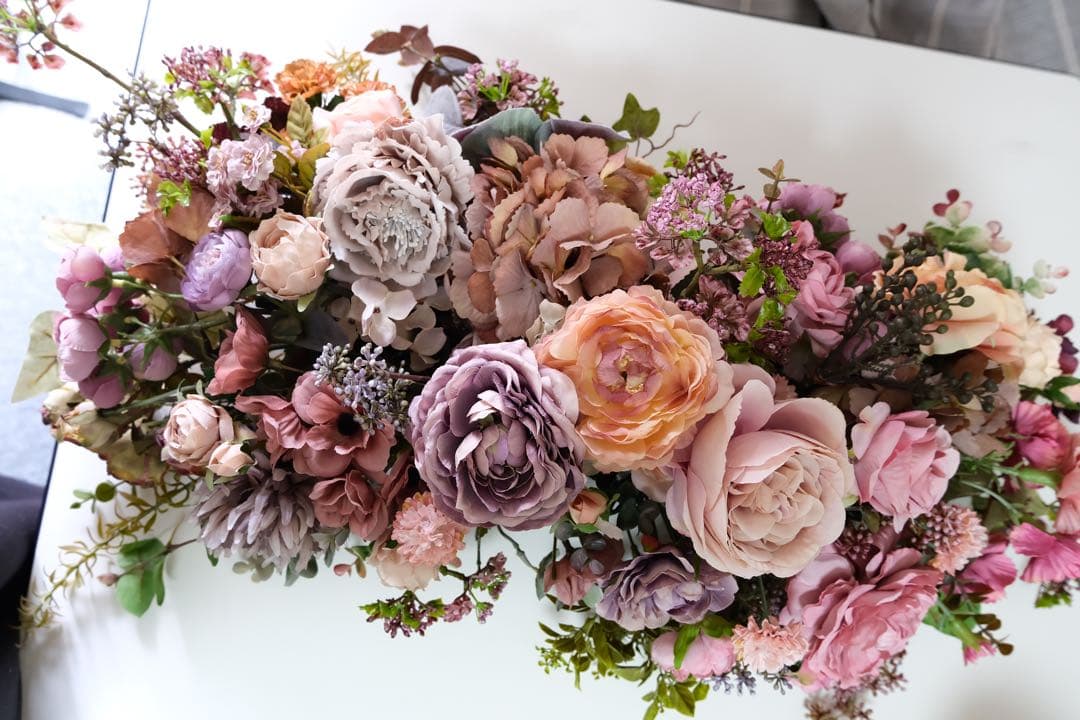 まい　【引き取り歓迎】造花フラワーアレンジメント★高砂風★資材にも