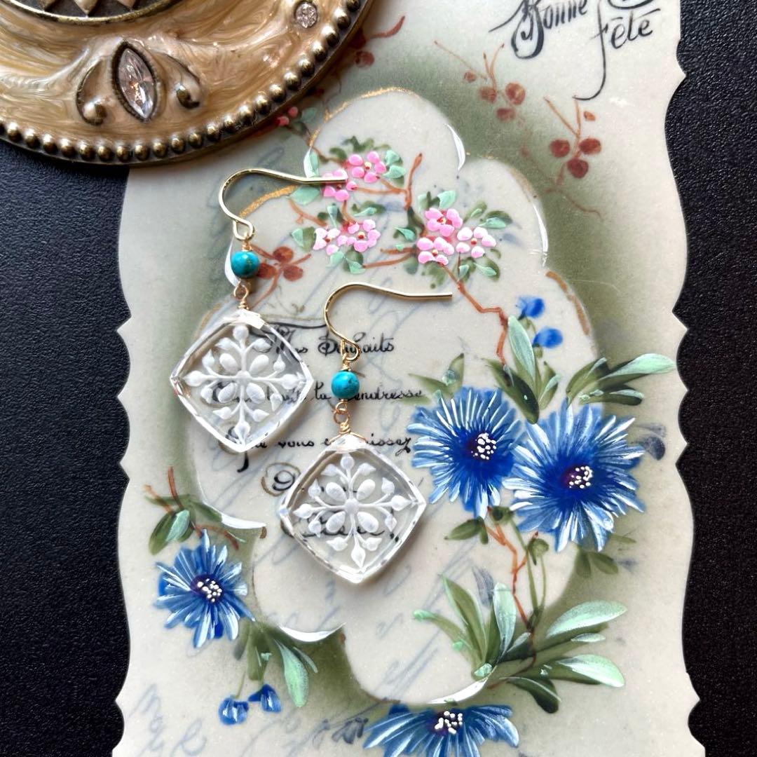 のんたん様✴︎水晶フラワーバックカービング&パープルモスアゲートネックレス