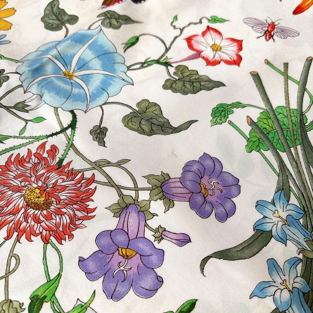 春夏 GUCCI 花と昆虫 大判 スカーフ ヴィンテージ フローラ イタリア製