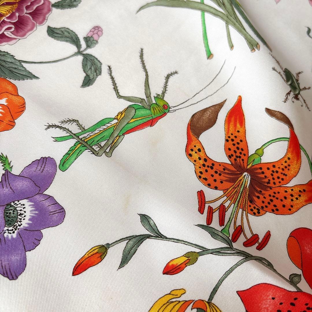 春夏 GUCCI 花と昆虫 大判 スカーフ ヴィンテージ フローラ イタリア製