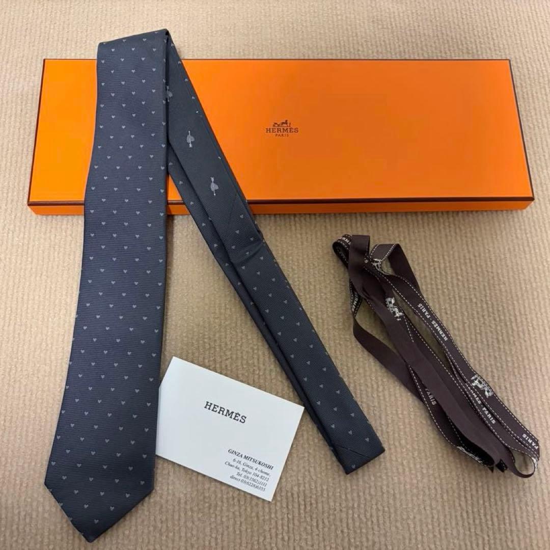 HERMES シルク ドット柄 ネクタイ
