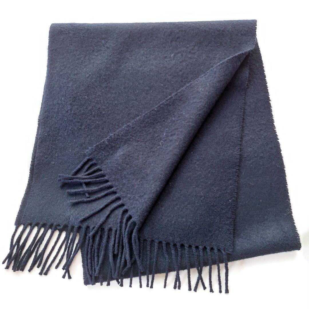 ●Johnstons of Elgin カシミヤ100% マフラー ネイビー