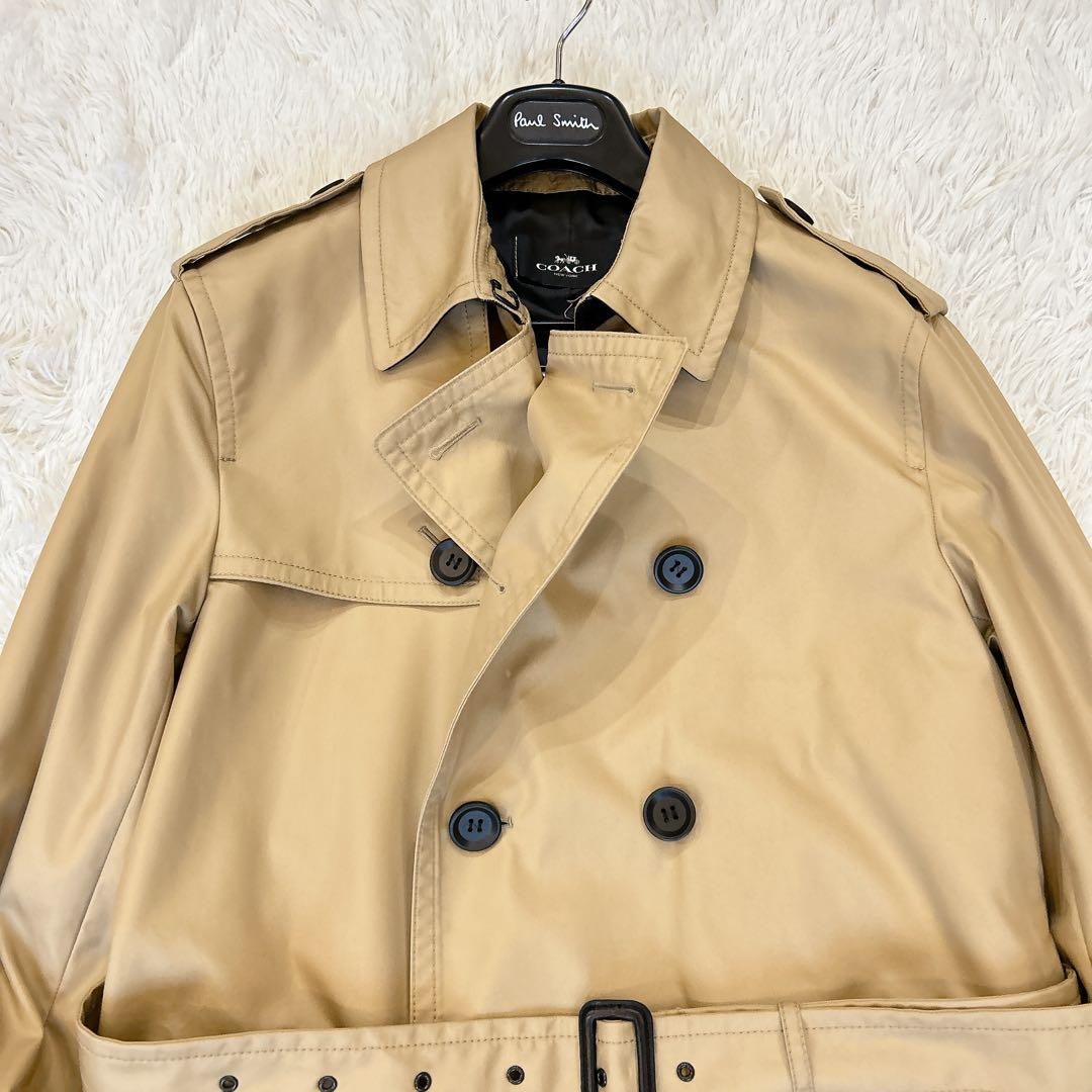 美品 COACH ダブル ロング トレンチコート ベージュ メンズ アウター M