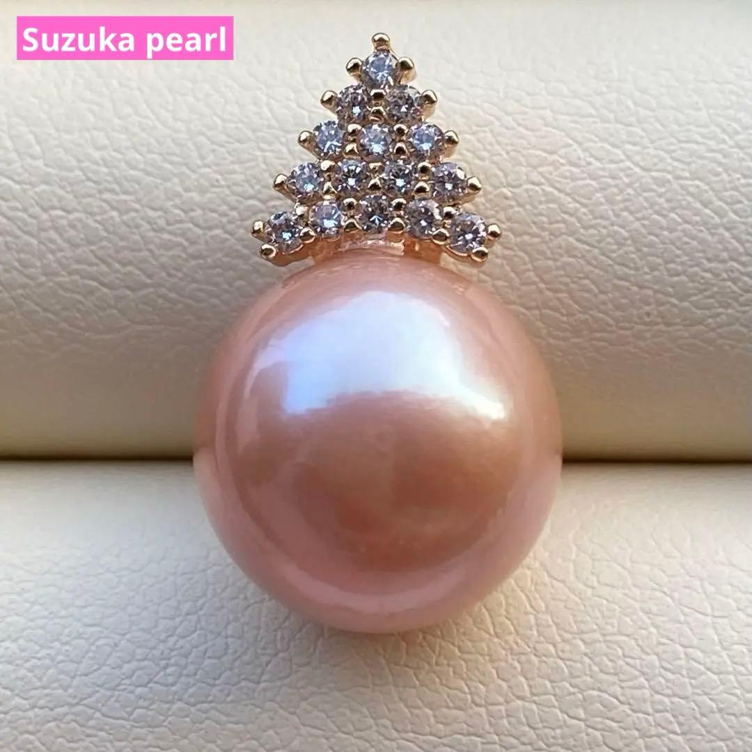 お客淡水エジソンパールネックレス　13.2mmブラウンピンクPT564