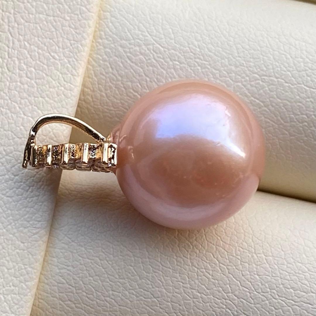 お客淡水エジソンパールネックレス　13.2mmブラウンピンクPT564