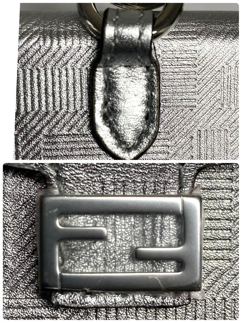 美品　フェンディ　ナノバゲット　チャーム　キーホルダー　キーリング　シルバー　袋