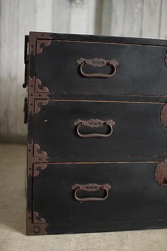 丸金具庄内箪笥　3段　タンス　収納　古家具　古民家　時代家具