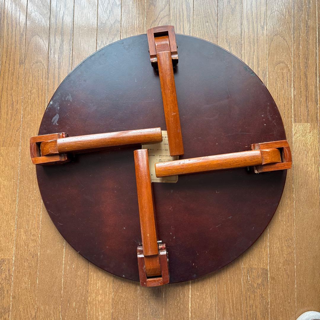 木製ちゃぶ台　折りたたみ　小円卓　丸テーブル　昭和レトロ