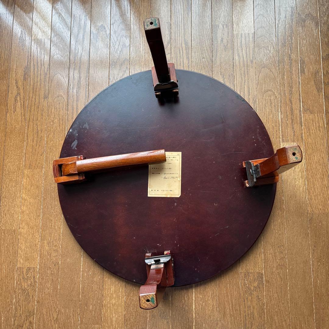 木製ちゃぶ台　折りたたみ　小円卓　丸テーブル　昭和レトロ
