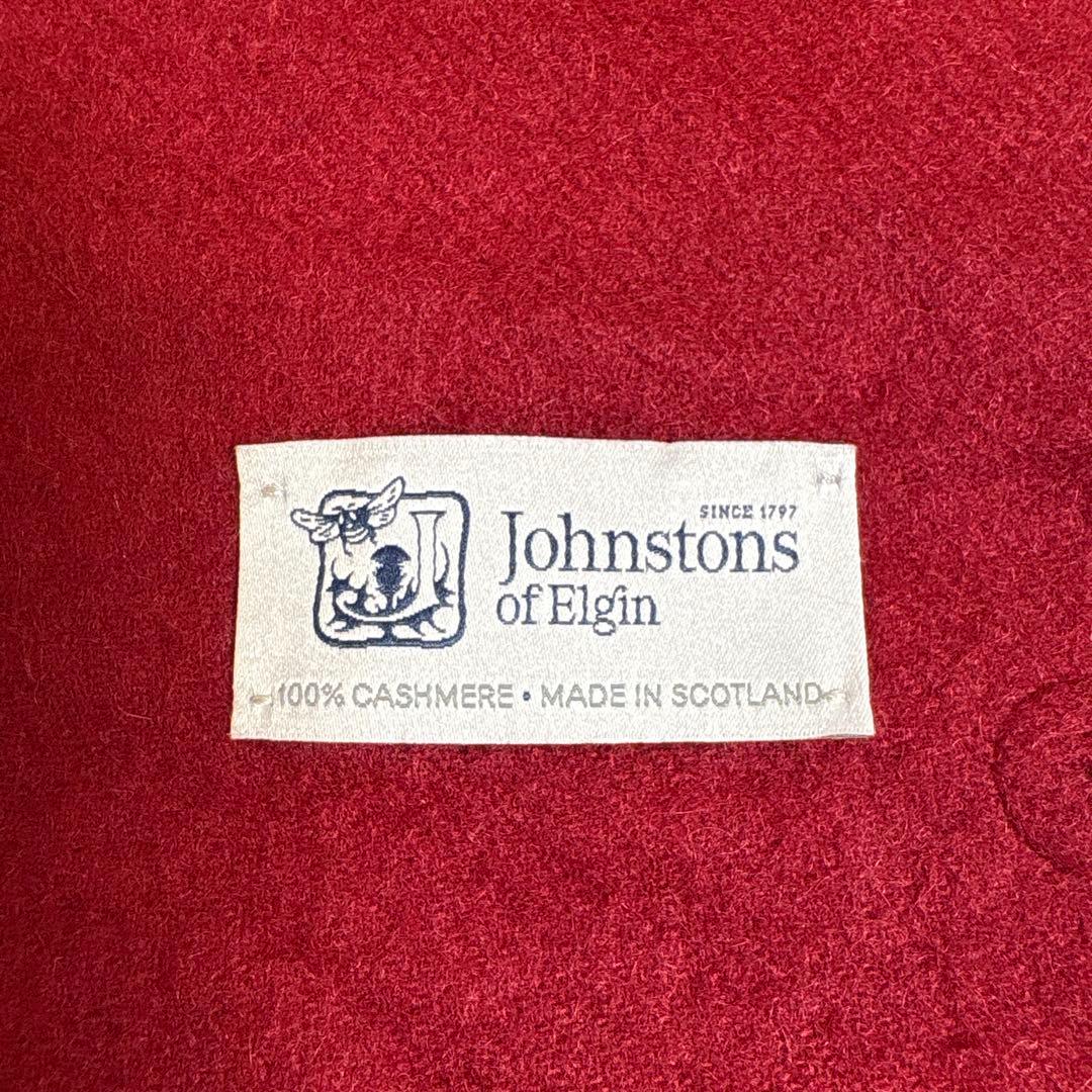 ジョンストンズ カシミヤ100% 小判ストール Johnston ボルドーレッド