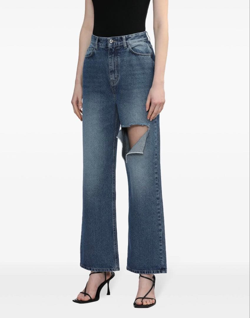 Rokh ロク ダメージ フレア デニムパンツ 未使用