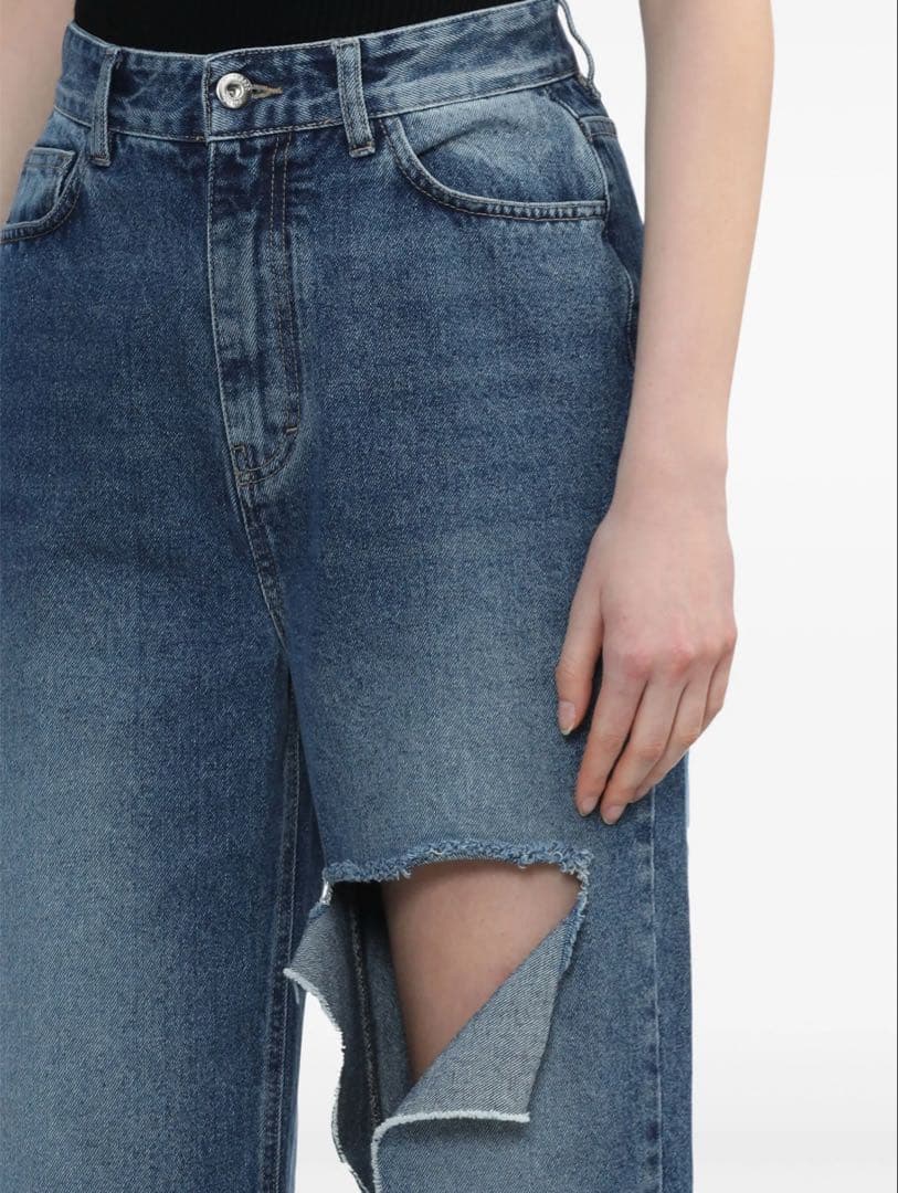 Rokh ロク ダメージ フレア デニムパンツ 未使用