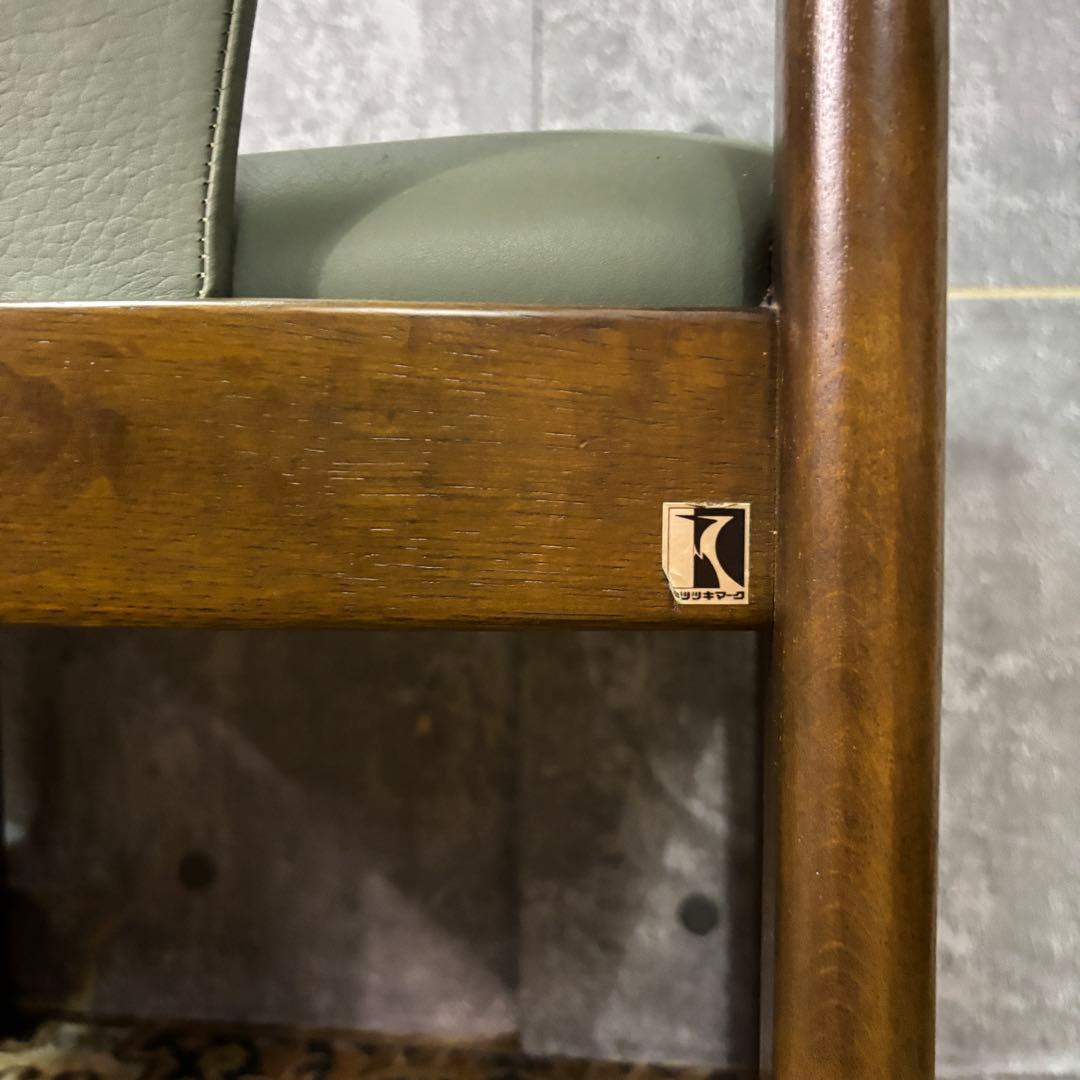 ꧁飛騨産業 HIDA꧂キツツキマーク アーム付ダイニングチェア2脚 食卓椅子