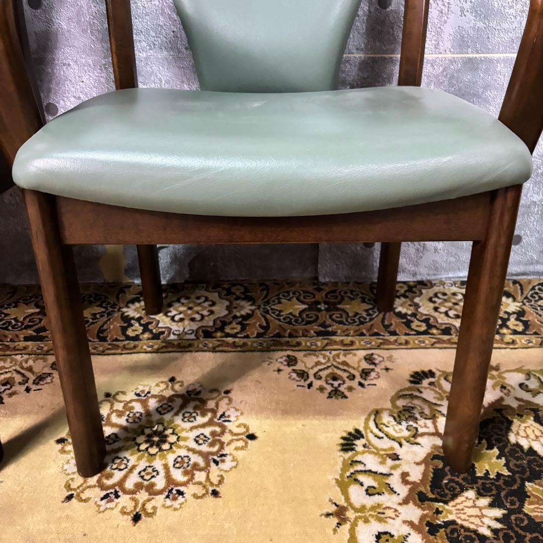 ꧁飛騨産業 HIDA꧂キツツキマーク アーム付ダイニングチェア2脚 食卓椅子