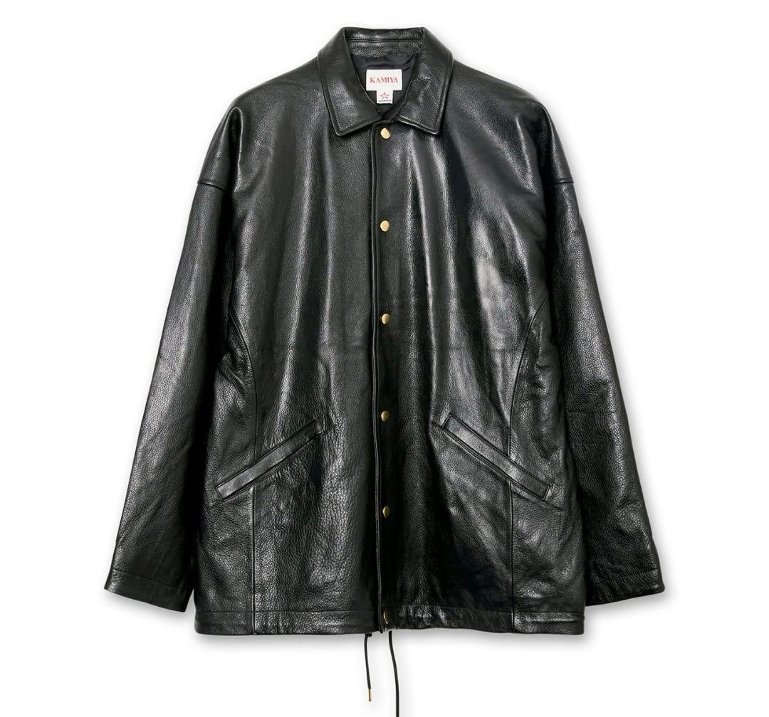 【KAMIYA】Leather Coach Jacket Black / S