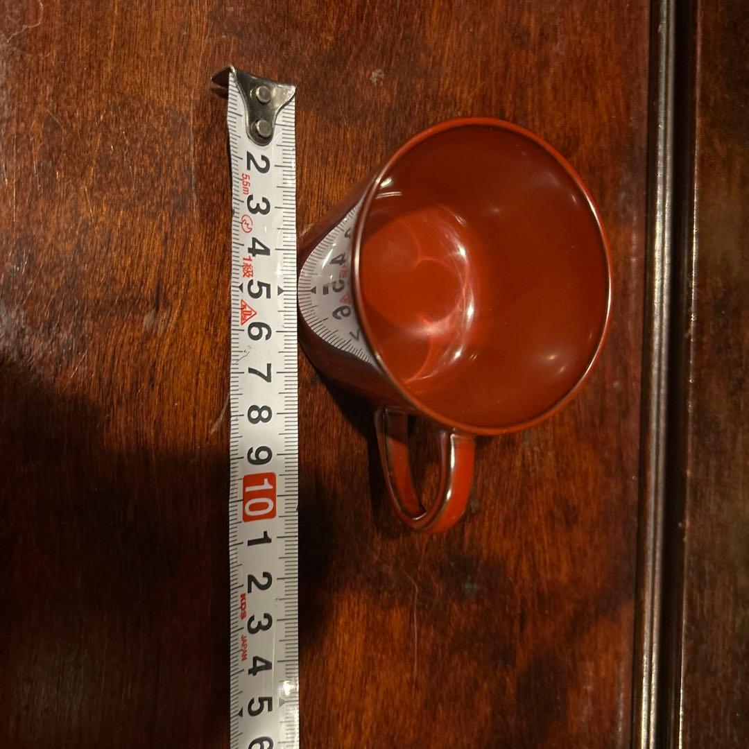 箱瀬淳一氏作　輪島塗デミタスカップ　朱うるみ　秋雨