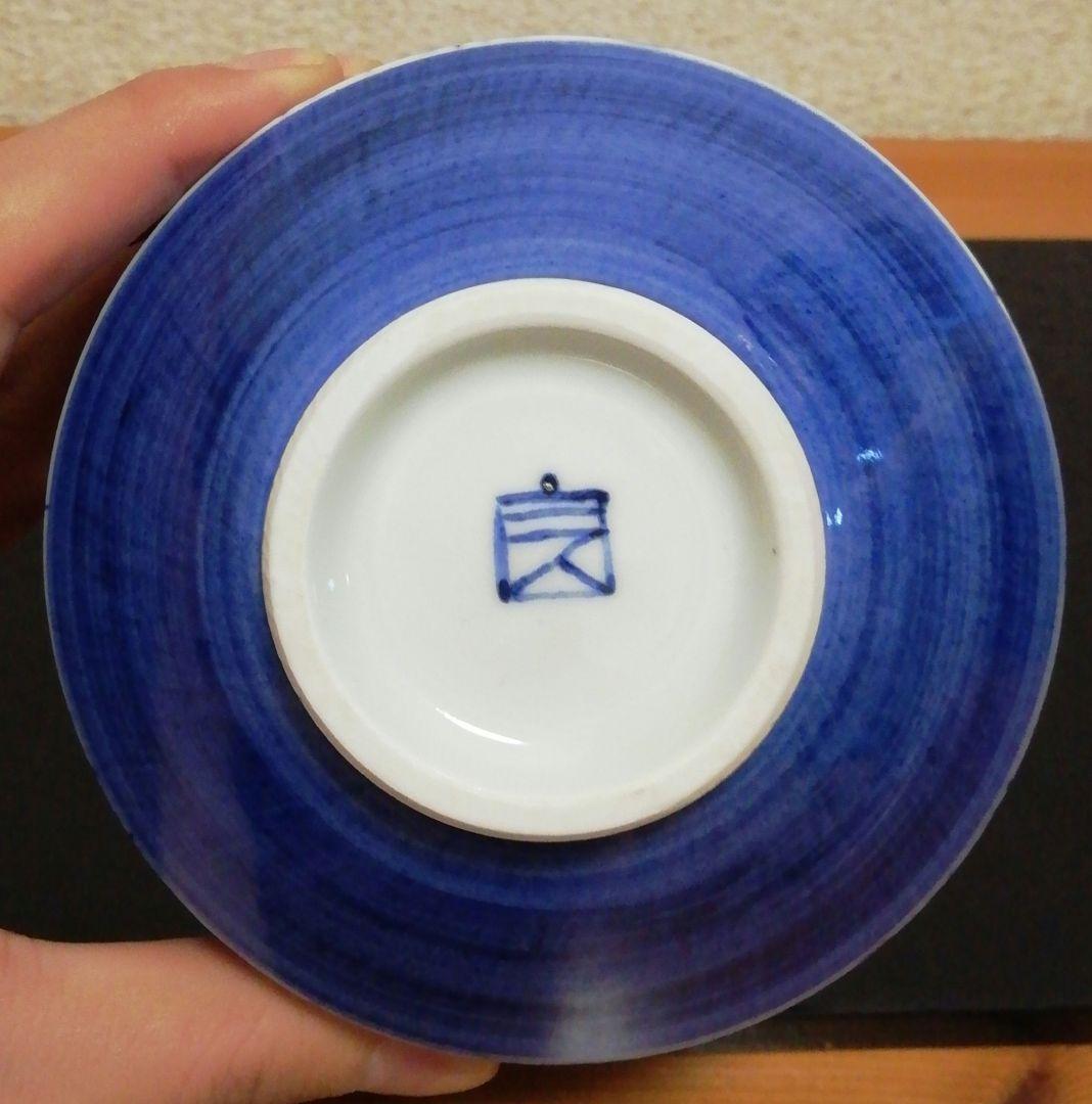 谷口良三作　京焼　染付　茶碗　共箱　茶道具