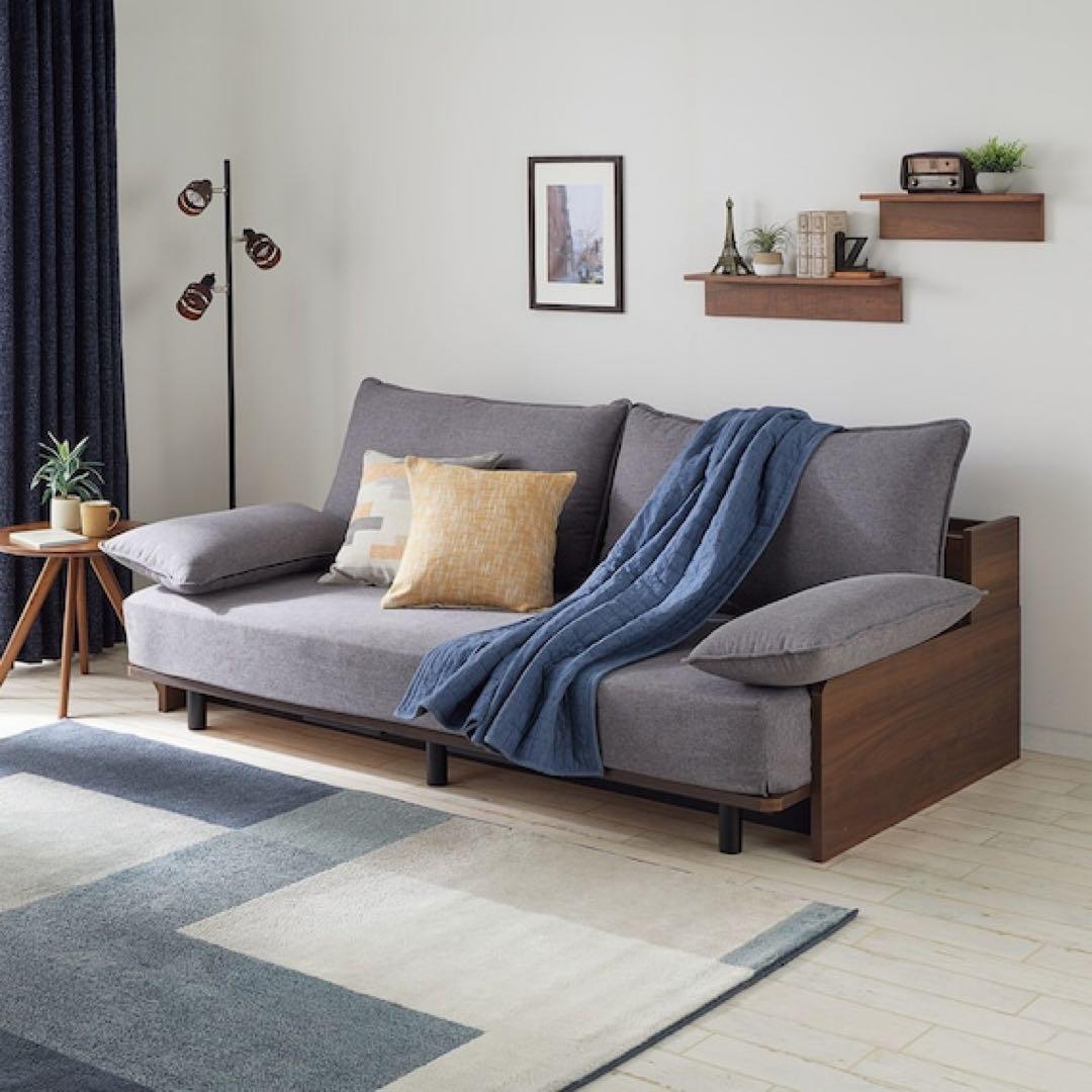 直接受取限定）ニトリ　グレー ソファベッド 2-3人掛け