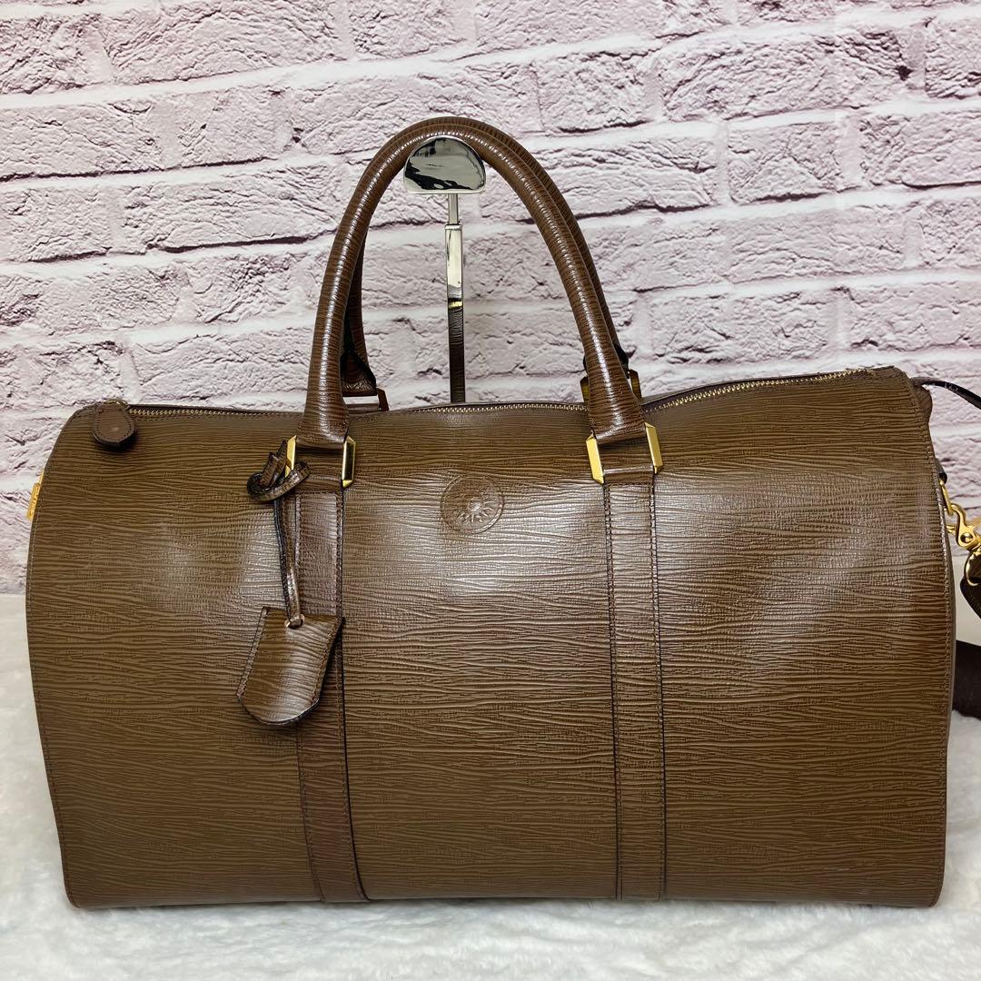 VERSACE✨サンバースト オールレザー 本革 2way ボストンバッグ