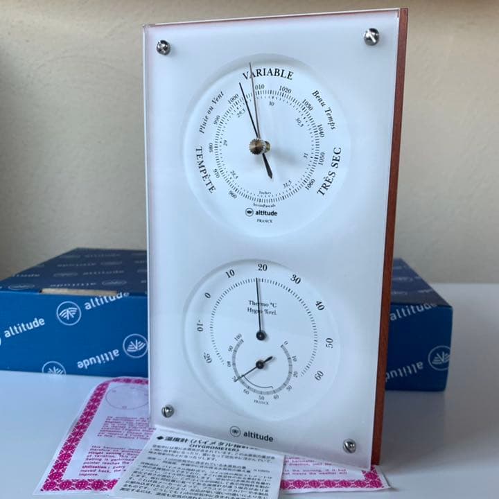 新品 altitude 輸入気象計 フランス製 温度計 湿度計 気圧計 説明書付